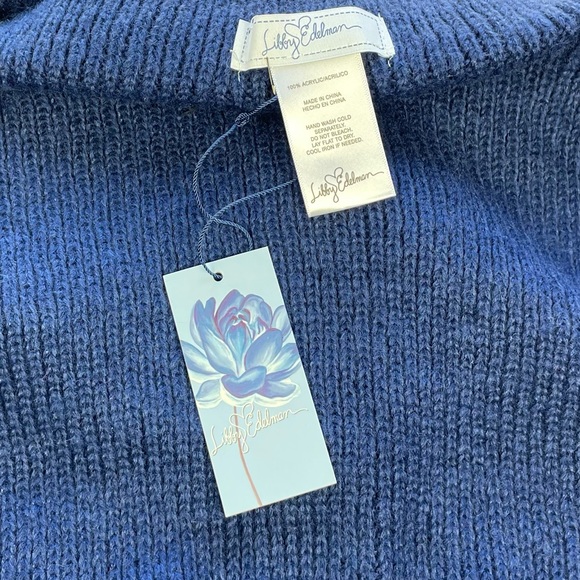 Libby Edelman Poncho Fringed Sweater NWT Blue Lime Green Turquoise One Size - Picture 5 of 11